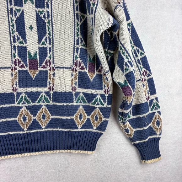 Vintage Hennessy Van Heusen Pullover Sweater Men's Medium Geometric Block Nordic - Picture 10 of 12